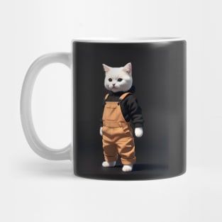 Cat Wearing Overalls - Modern Digital Art Mug